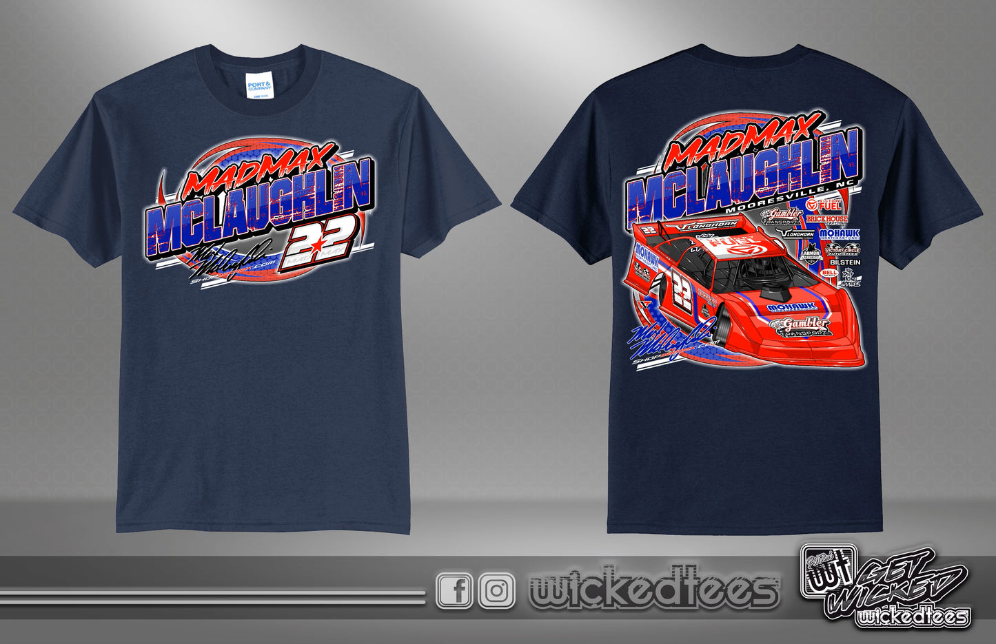 MADMAX TEAM 22 INC. LATE MODEL NAVY BLUE T-SHIRT