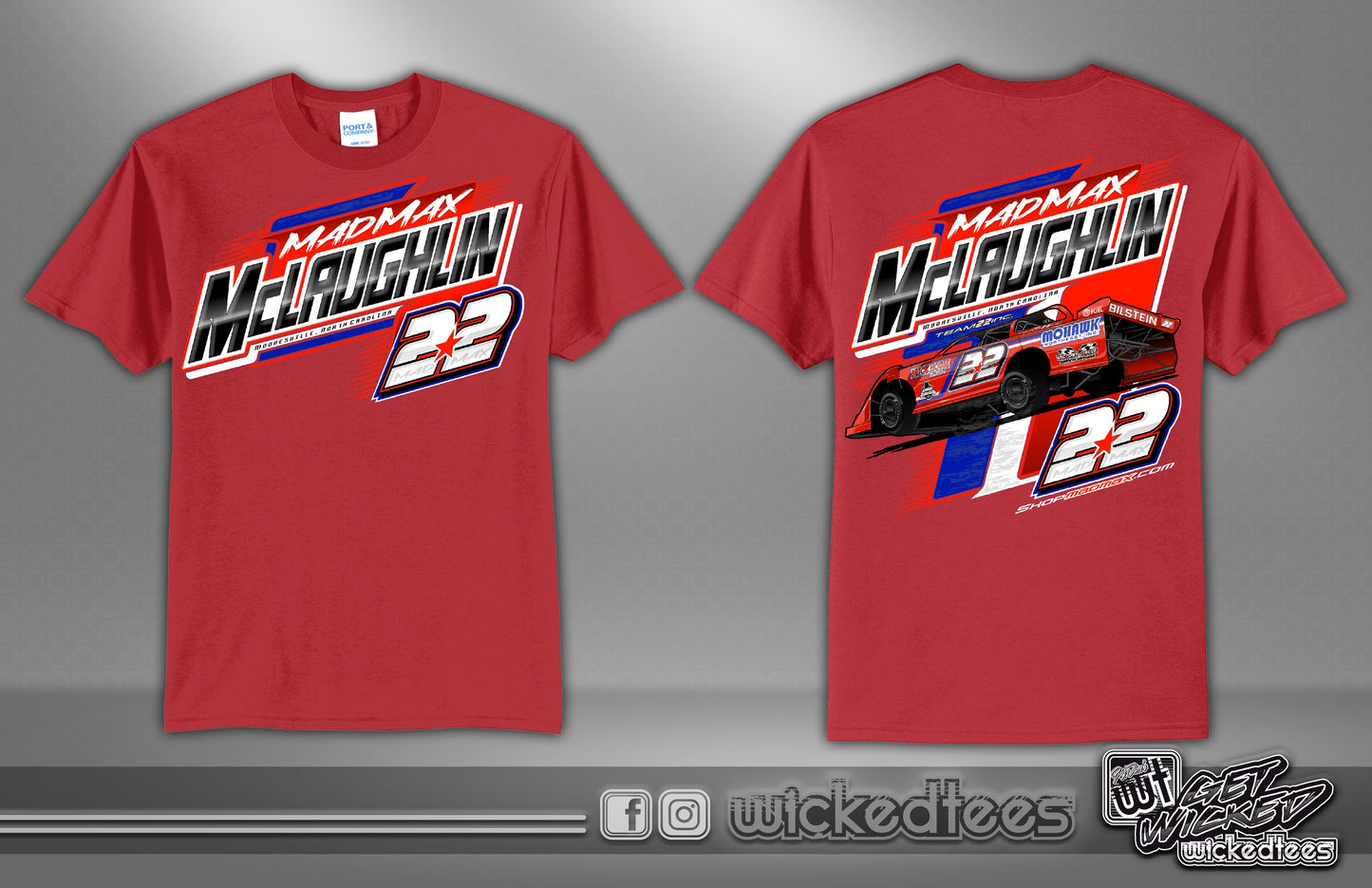 MADMAX TEAM 22 INC. LATE MODEL RED T-SHIRT